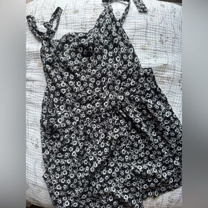 Floral Black and White Romper